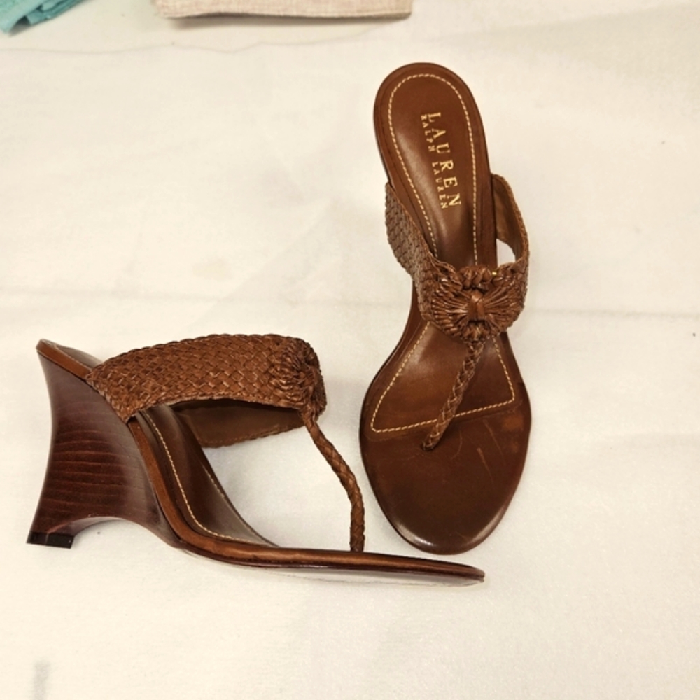 Lauren Ralph Lauren Brown Wedge Sandals